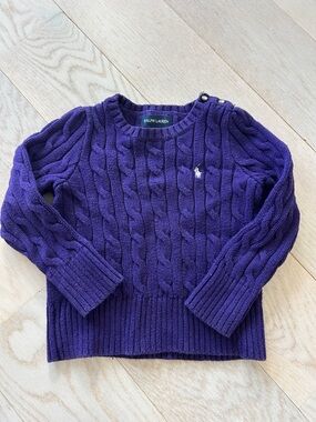 Ralph Lauren Deep Purple Cable-Knit Crewneck Sweater